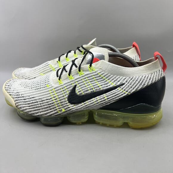 Nike Air VaporMax Flyknit 3 Running Shoes Men Size 14 White Black Green Sneakers - Picture 3 of 8